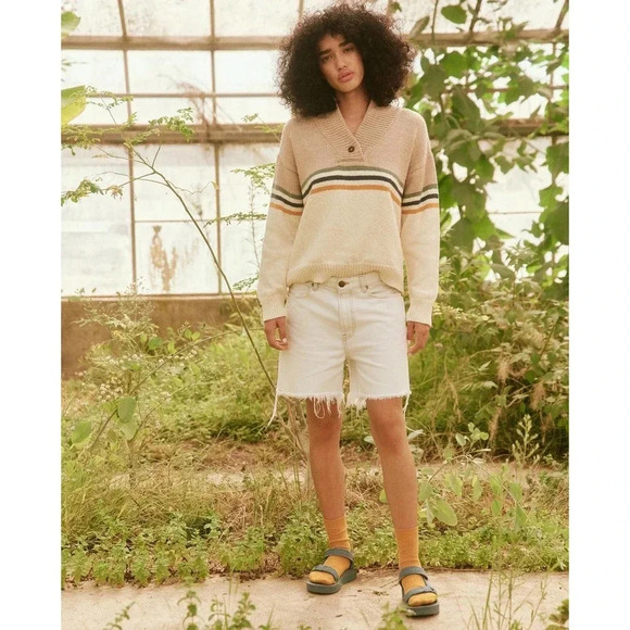 NWT THE GREAT The Easy Cut Off Shorts - White Bleach Wash Denim Slouchy - Picture 2 of 10